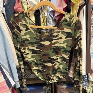 Blush Camo Long Sleeve Mesh Top